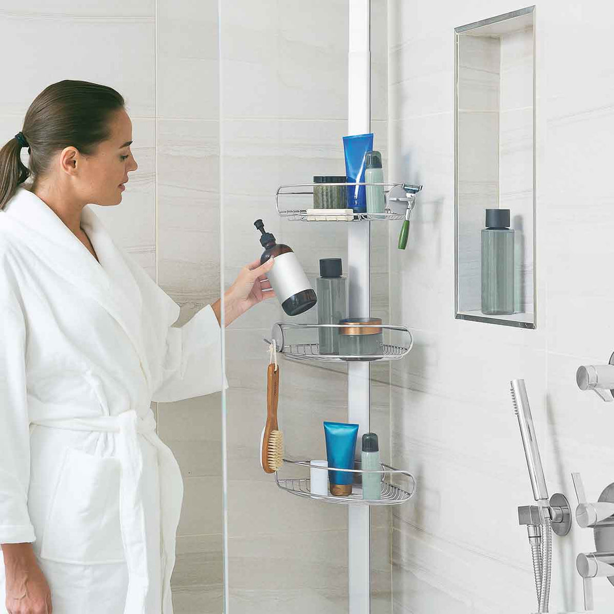 simplehuman BT1109DC Garderobenständer – Aluminium/Edelstahl – Silber – H 1524–2438 mm – mit Klemmen