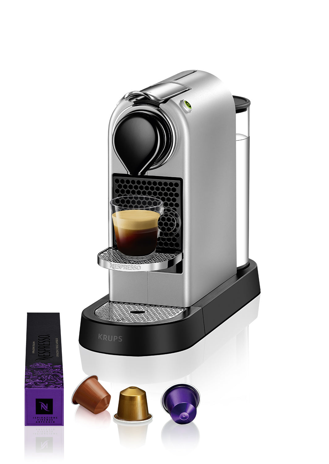 Krups CitiZ XN741BCH Kapselmaschine – für Nespresso, silber, 37,2 × 13 × 27,8 cm