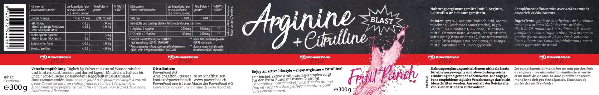PowerFood Aminosäure-Pulver Fruchtpunsch – 300 g