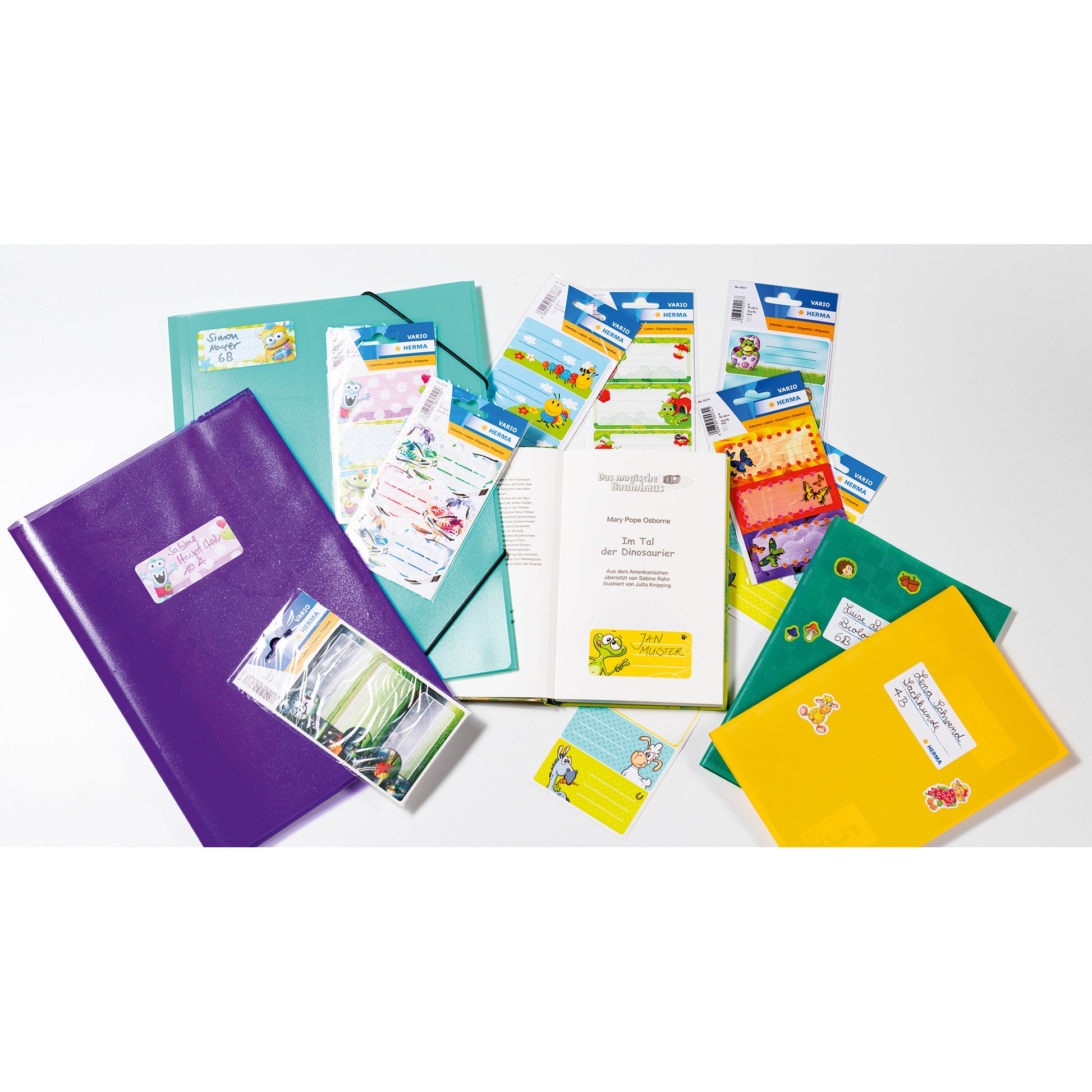 HERMA Vario Schuletiketten – Motiv Witzfiguren – 35 × 76 mm, Abgerundete Ecken, 9 Stk, 3 Bogen