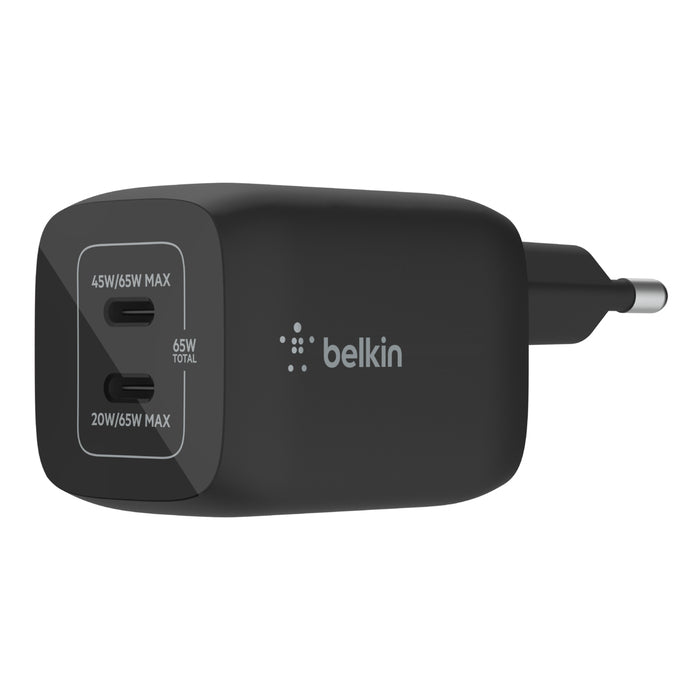 Belkin BoostCharge Pro USB-Ladegerät 65 W – USB-C×2 – PD 3.0, PPS, GaN – Schwarz
