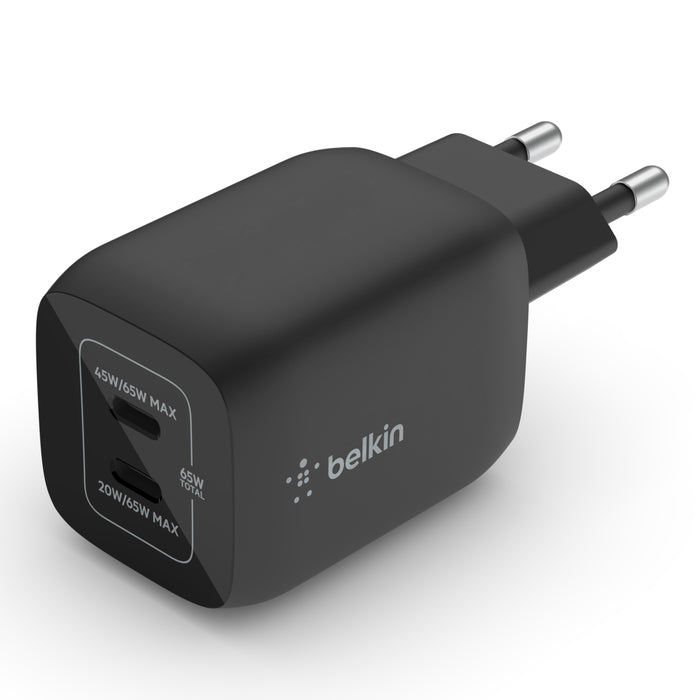 Belkin BoostCharge Pro USB-Ladegerät 65 W – USB-C×2 – PD 3.0, PPS, GaN – Schwarz