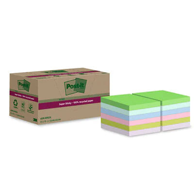 Post-it Haftnotizen Super Sticky – 47,6×47,6 mm – sortiert, 12×70 Blatt, PEFC