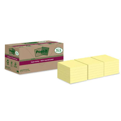 Post-it Super Sticky Haftnotizen – 76×76 mm – gelb, 18×70 Blätter, PEFC