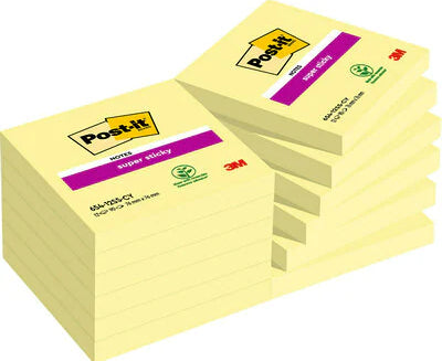 Post-it Super Sticky Haftnotizen – 76 × 76 mm – Gelb, 90 Blatt/Block, 12er-Pack