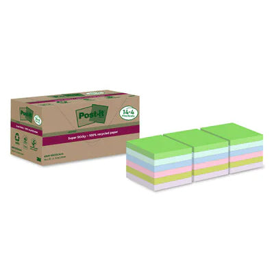 Post-it Haftnotizen – 76×76 mm – sortiert, 18×70 Blatt, Recyclingpapier