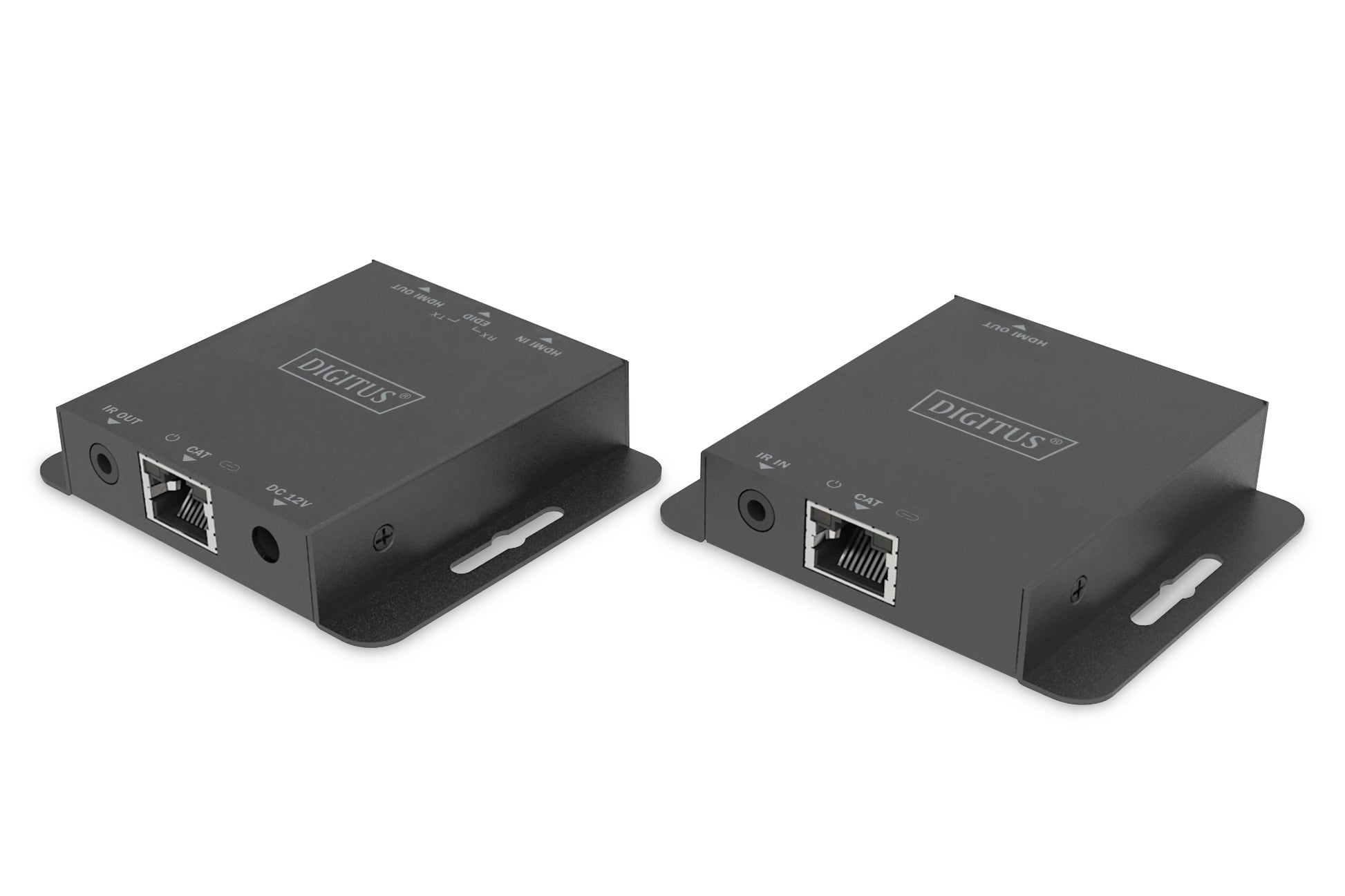 Digitus HDMI-Extender-Set – 4K UHD, kabelgebunden, 70 m – für HDMI-Quellen und -Displays – Schwarz, Metall