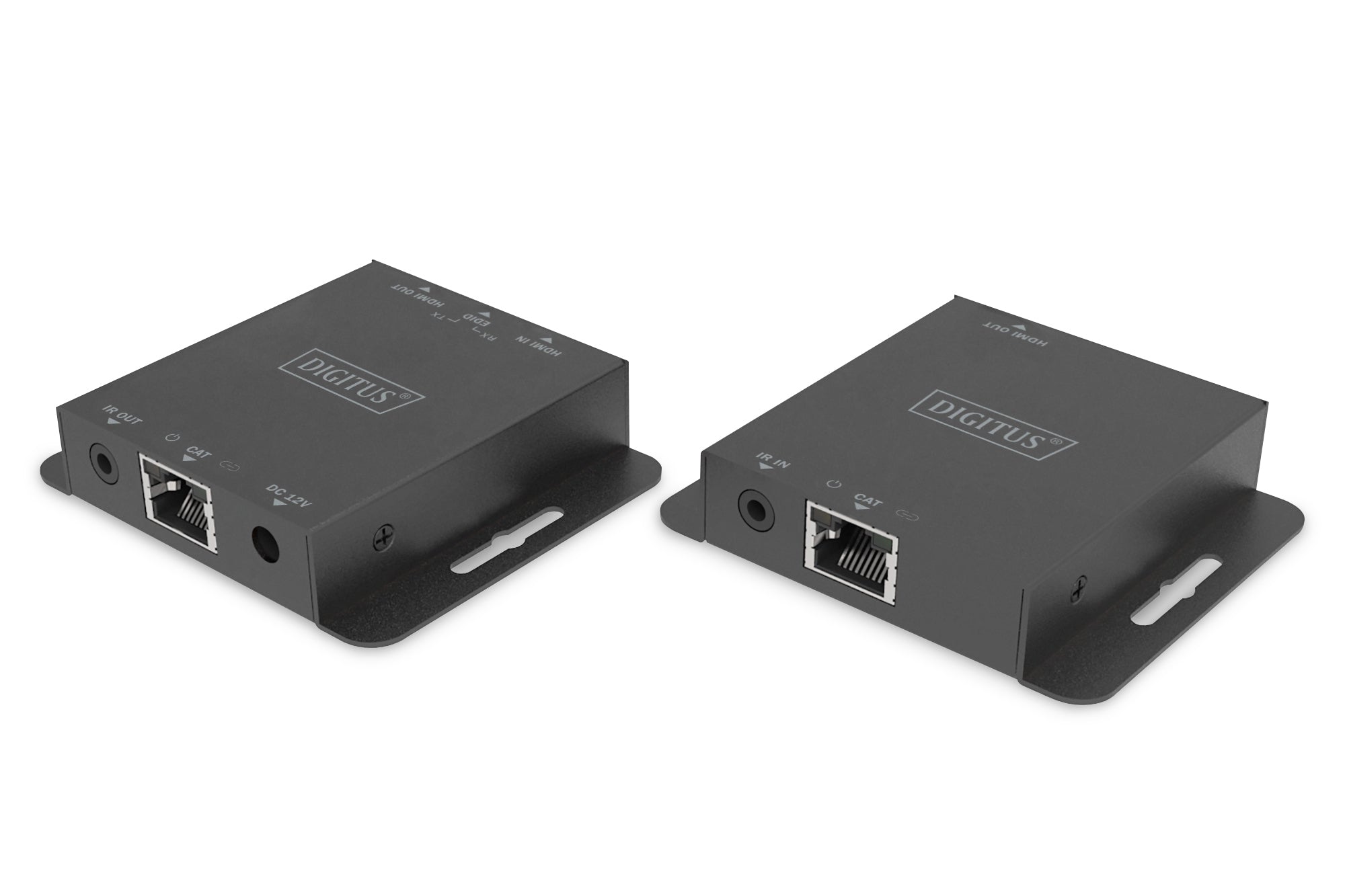 Digitus HDMI-Extender-Set – 4K UHD, kabelgebunden, 70 m – für HDMI-Quellen und -Displays – Schwarz, Metall