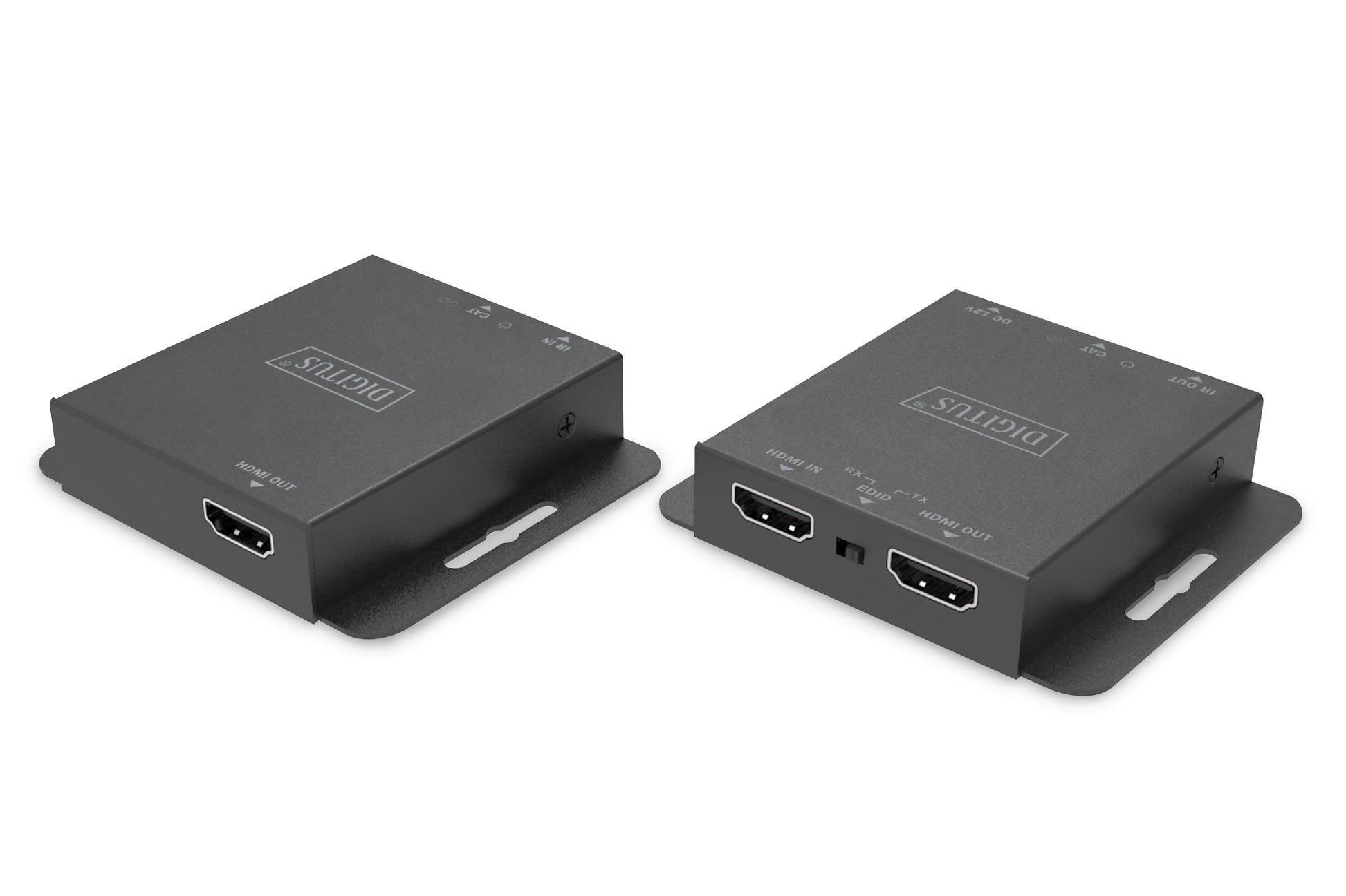Digitus HDMI-Extender-Set – 4K UHD, kabelgebunden, 70 m – für HDMI-Quellen und -Displays – Schwarz, Metall