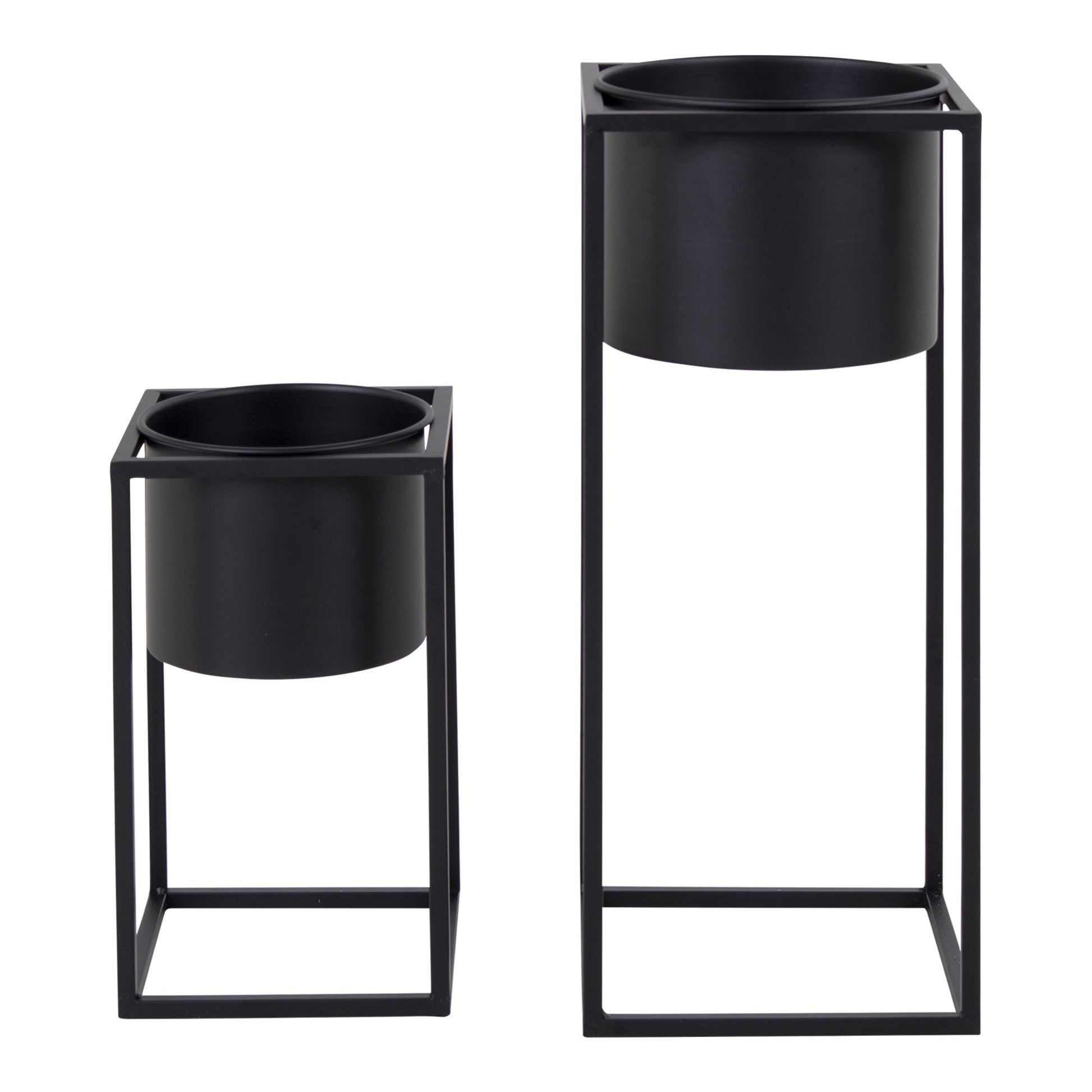 House Nordic Marla Blumentopf – 19,5 × 50,5 & 17 × 31 cm – Stahl, Schwarz – 2-teilig
