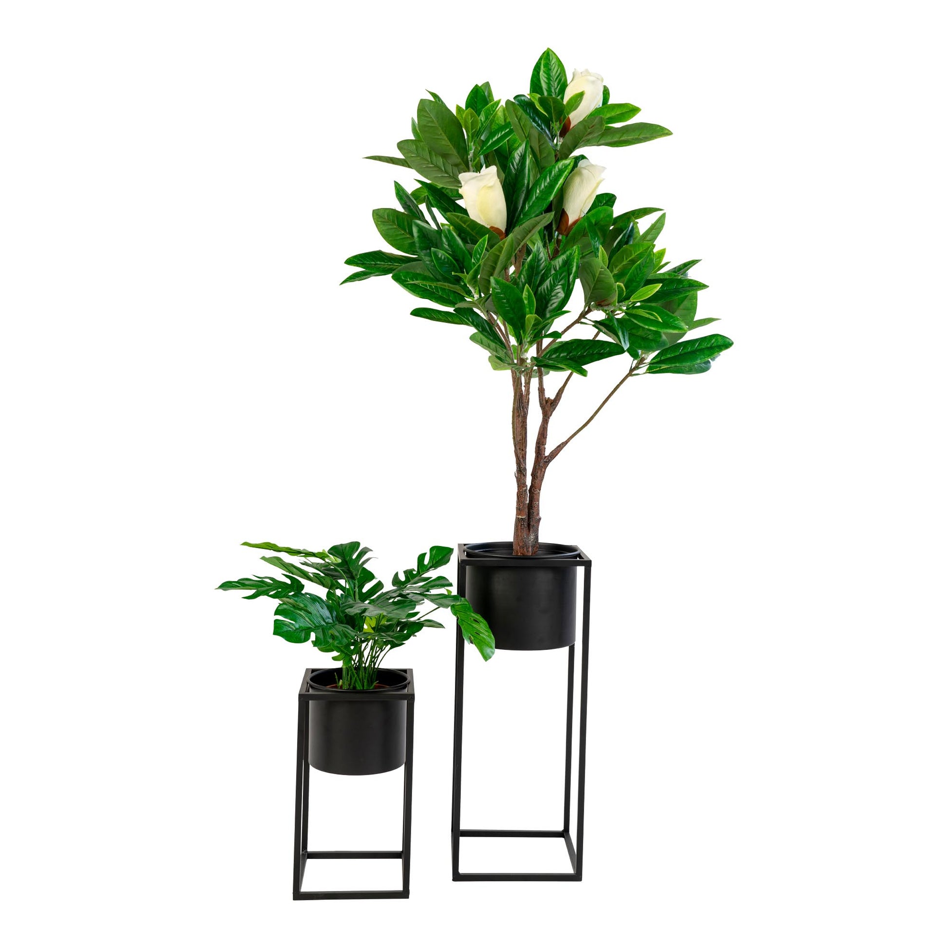 House Nordic Marla Blumentopf – 19,5 × 50,5 & 17 × 31 cm – Stahl, Schwarz – 2-teilig