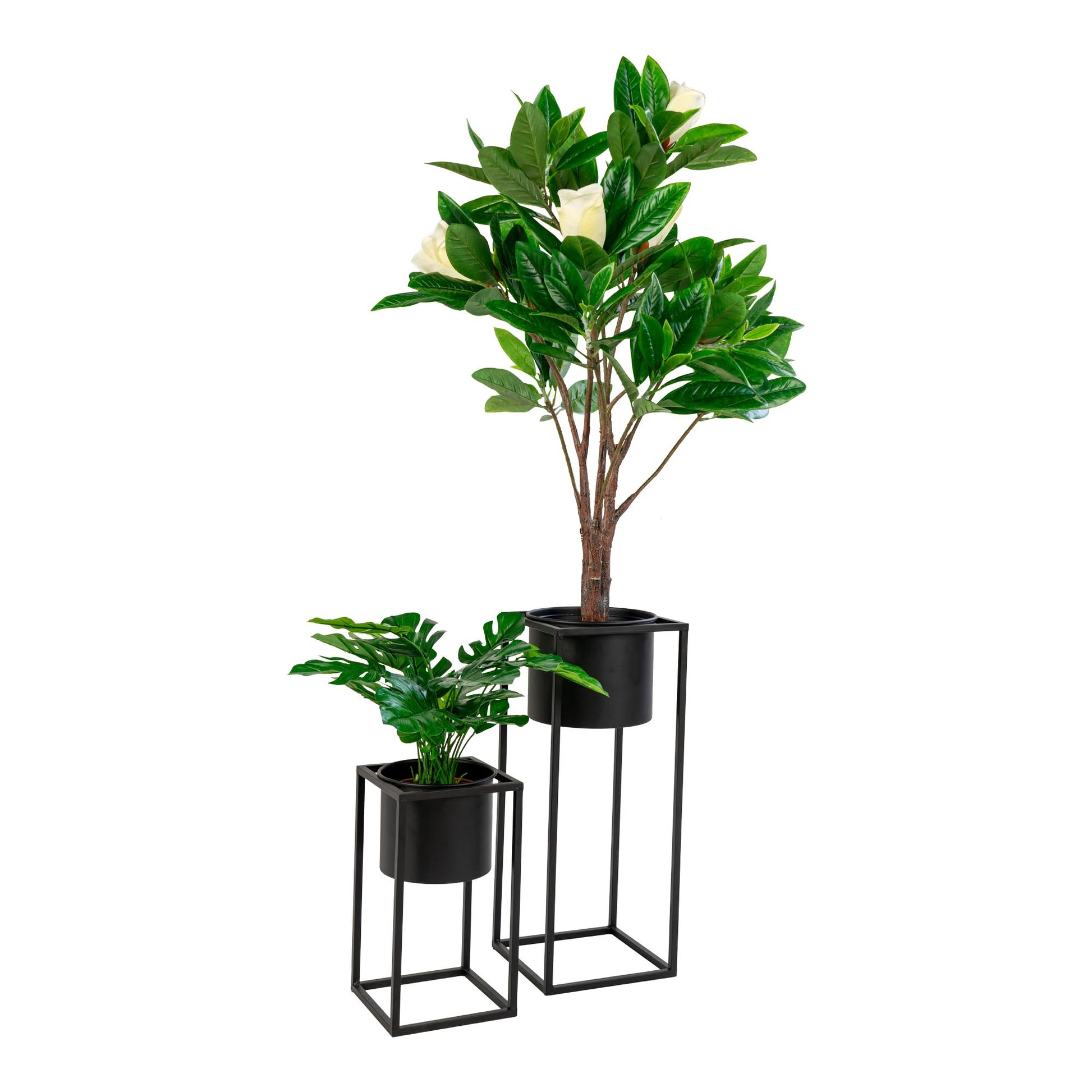 House Nordic Marla Blumentopf – 19,5 × 50,5 & 17 × 31 cm – Stahl, Schwarz – 2-teilig