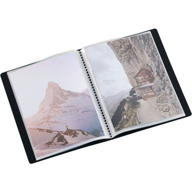 Kolma Sichtbuch Selection – 20 Sichttaschen, A6, glatt, glänzend, schwarz, Kunststoff