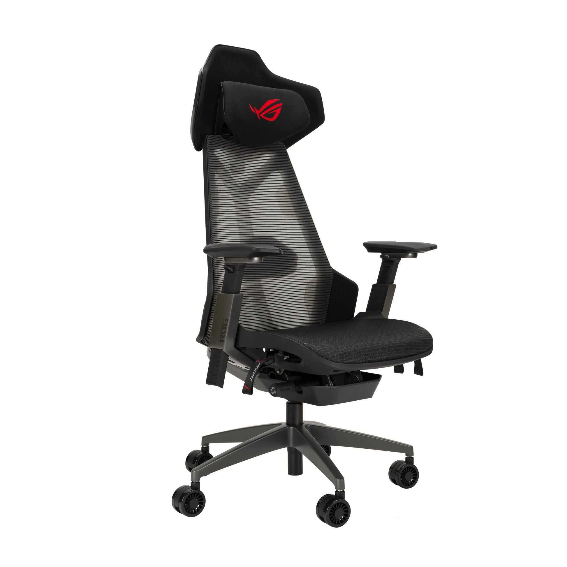 ASUS ROG Destrier Ergo Gaming-Stuhl – Schwarz/Grau, 3D-Armlehnen, mit Kopfstütze, Lendenkissen, bis 150 kg