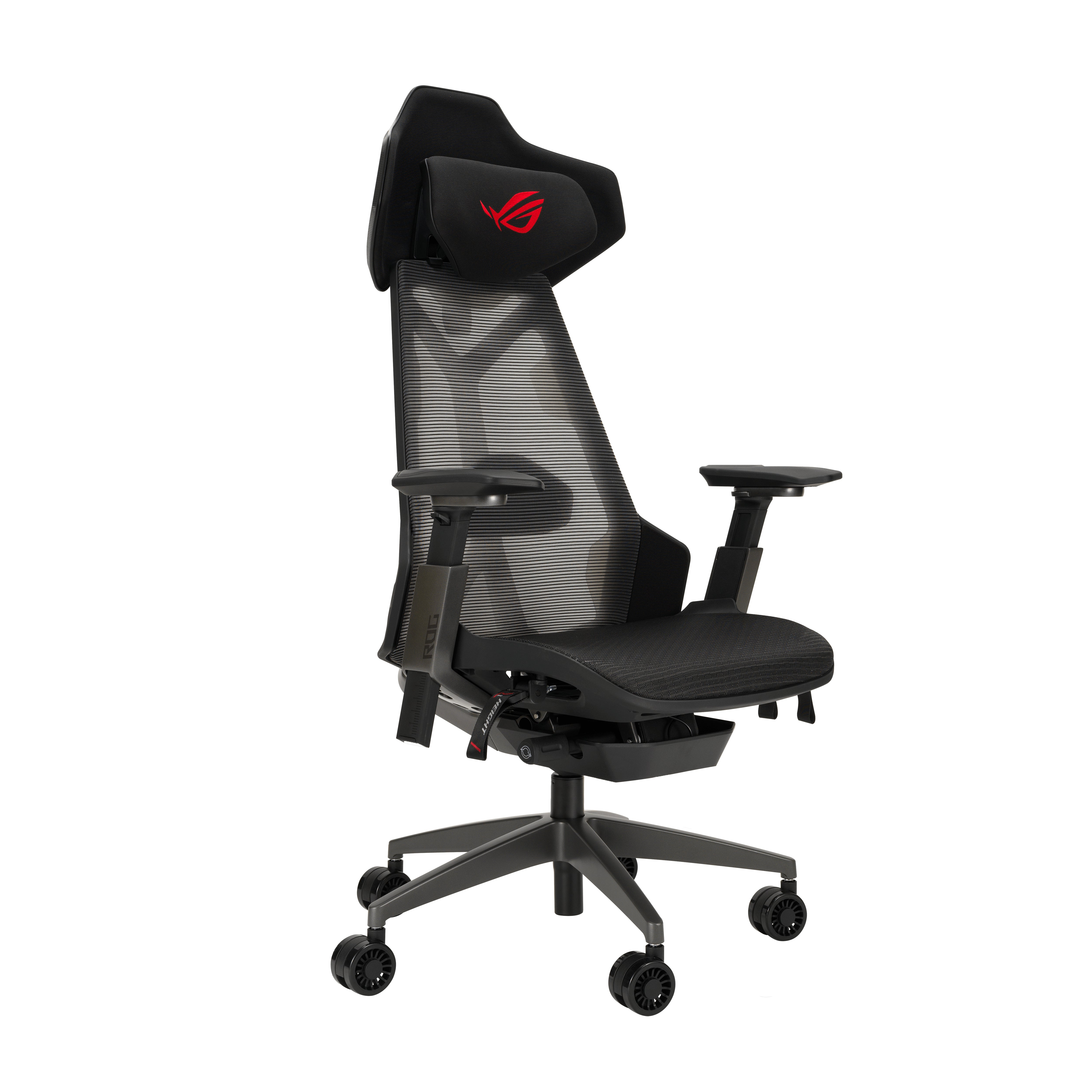 ASUS ROG Destrier Ergo Gaming-Stuhl – Schwarz/Grau, 3D-Armlehnen, mit Kopfstütze, Lendenkissen, bis 150 kg