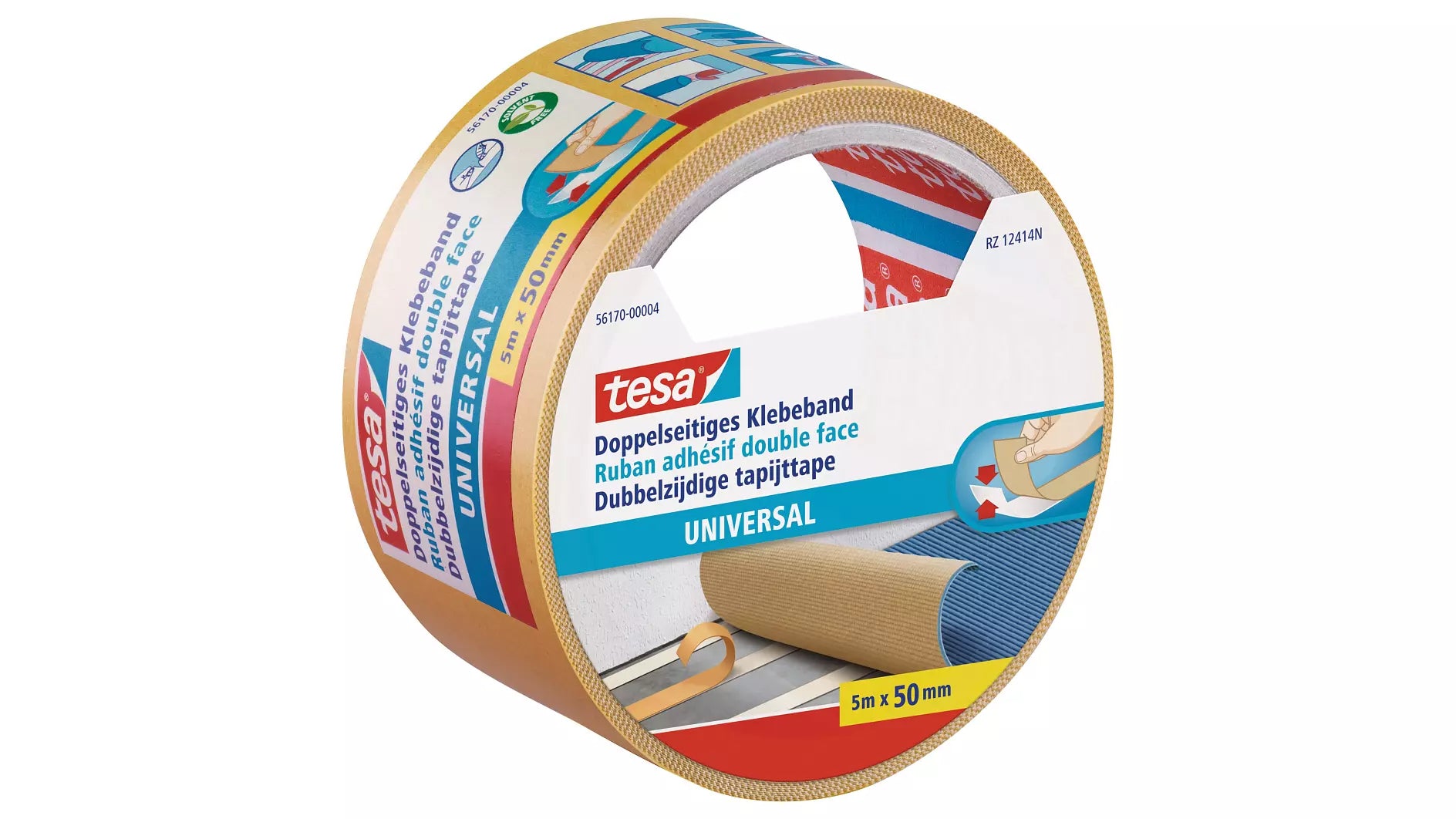TESA Doppelseitiges Klebeband – 19 mm × 2,5 m, Schwarz, Silikon, 3 Stück