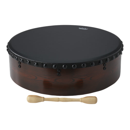 REMO Valencia ET-4516-81 Bodhrán – Ø 40,6 cm, 11,4 cm hoch – inkl. Schlägel – schwarz/braun