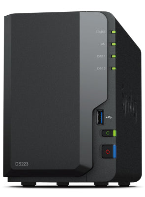 Synology DS223 – 2-Bay Desktop NAS – Realtek RTD1619B, 2 GB RAM, 1GbE, DSM, 8 TB HDD vorinstalliert