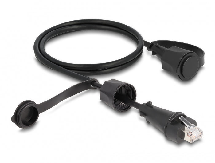 DeLOCK Patchkabel Cat6 S/UTP – RJ-45 auf RJ-45, 1 m, IP68 Outdoor, PVC, schwarz