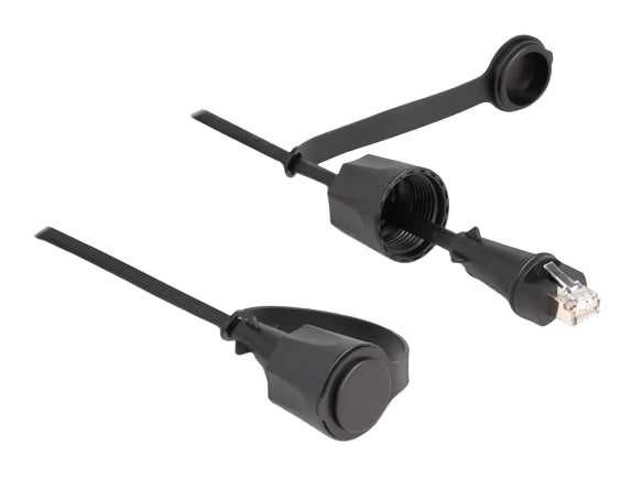 DeLOCK Patchkabel Cat6 S/UTP – RJ-45 auf RJ-45, 1 m, IP68 Outdoor, PVC, schwarz