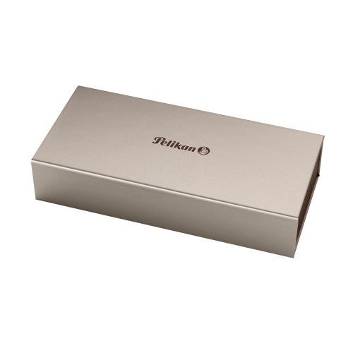Pelikan M 215 mit silberfarbenen Ringen – Mittlere Feder – schwarz, Metall
