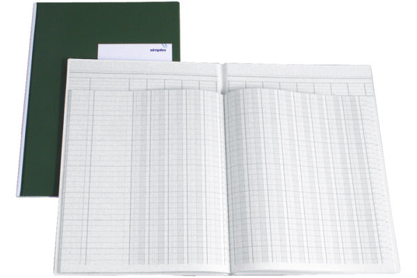 Simplex Statistikbuch, A4, liniert, mit Zeilennummerierung, Fadenheftung, 40 Blatt, 100 g/m² – Grün