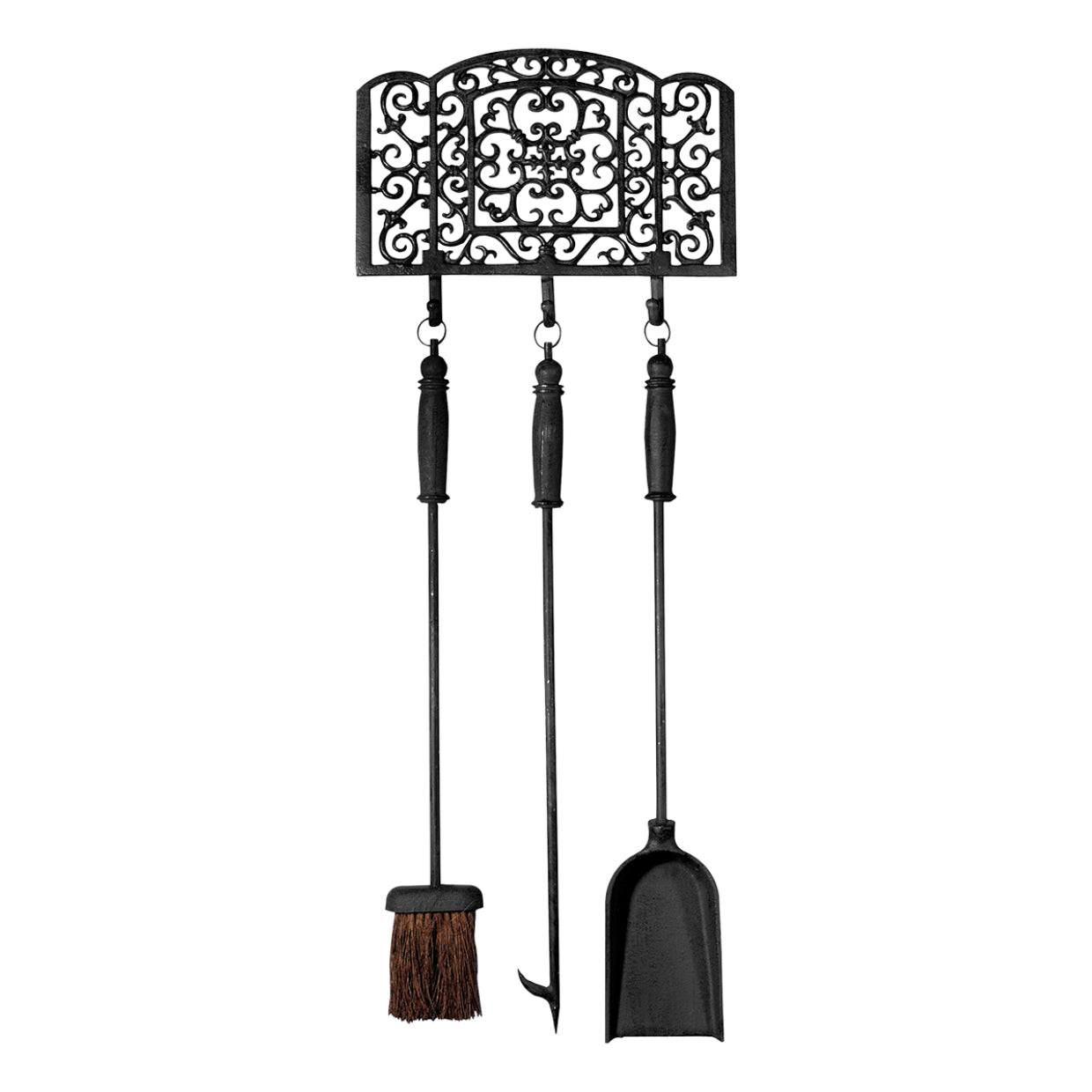 Esschert Design Kaminbesteck – 34 × 90 × 3,3 cm – Eisenguss, schwarz – 3-teilig