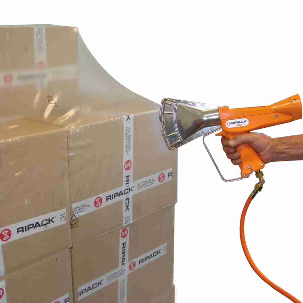 Model Ripack 2200 Schrumpfpistole – 40 000–72 000 W – Transportkoffer, Druckregler, Schlauch 8 m, Montageschlüssel