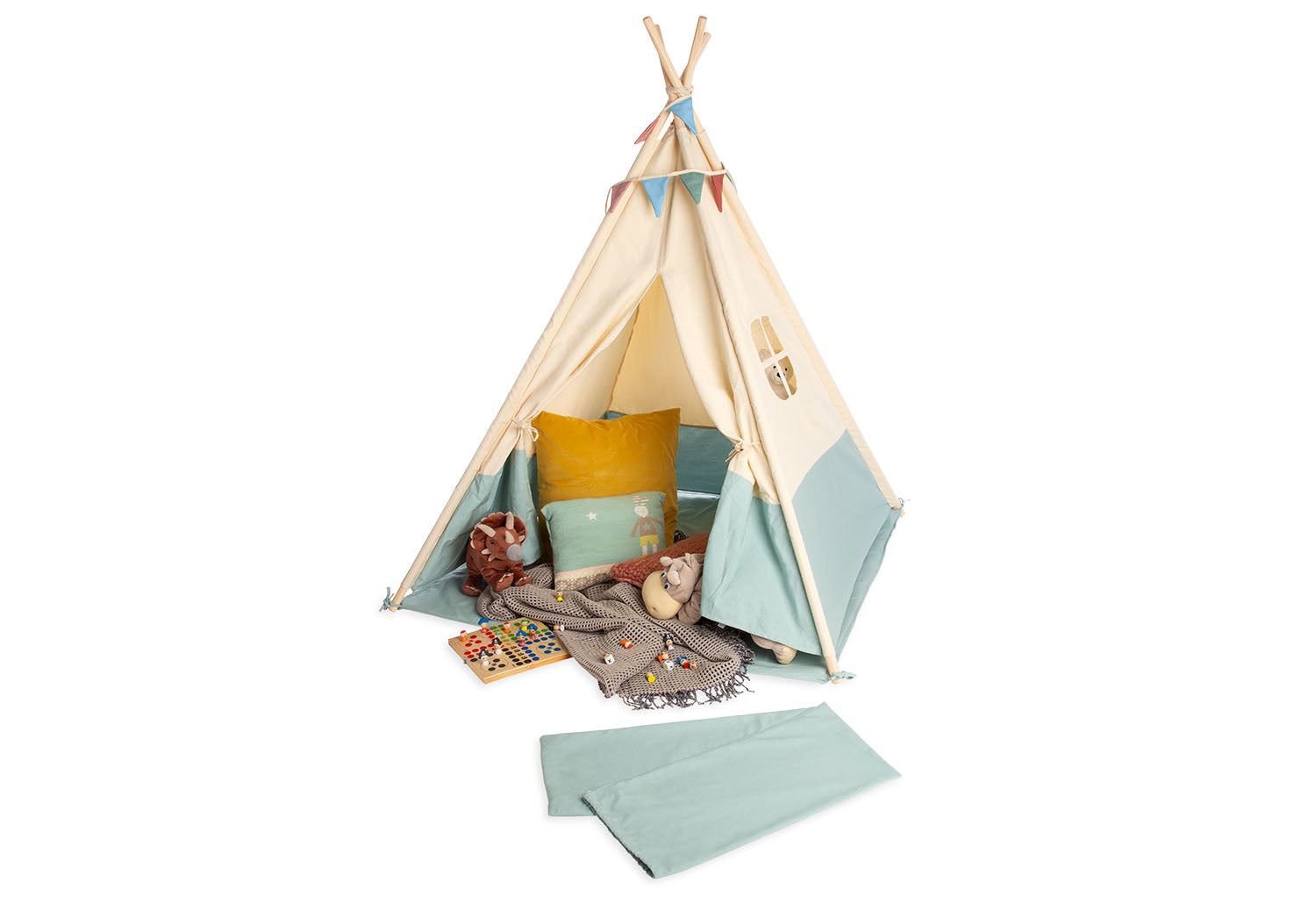 Pinolino Kinderträume Zelt Tipi Yuma – 120 × 120 × 155 cm – ab 3 J. – Baumwolle/Polyester/Holz