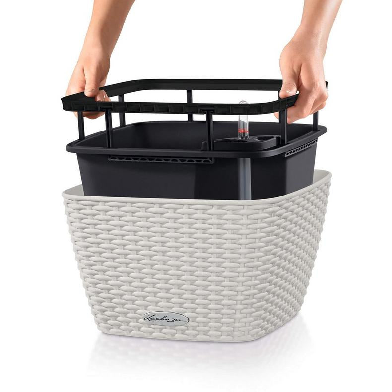 LECHUZA BACINO Cottage Pflanzkübel – 30 × 30 × 18 cm, 6000 ml – Kunststoff, weiss