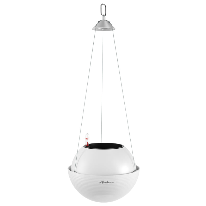 LECHUZA Blumentopf Bola Color 23 – Ø 23 × 18 cm – Kunststoff & Edelstahl, weiss
