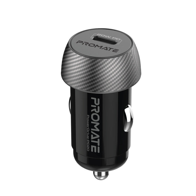 Promate PowerDrive-PD20 Auto-Ladegerät 20 W – USB-C×1 – PD – für 12–24 V (Zigarettenanzünder)