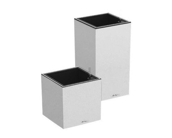 LECHUZA CANTO Stone Pflanzkübel – 30 × 30 × 30 cm – Kunststoff, weiss – mit LED