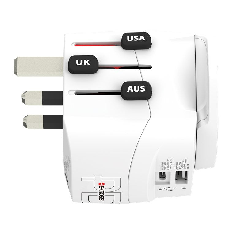 SKROSS PRO Light Ladegerät (EU) – 1750 W, 1× USB-C + 1× USB-A – für 2- und 3-polige Geräte