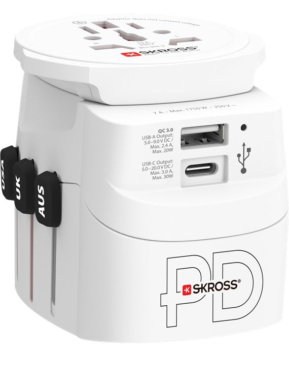 SKROSS PRO Light Ladegerät (EU) – 1750 W, 1× USB-C + 1× USB-A – für 2- und 3-polige Geräte