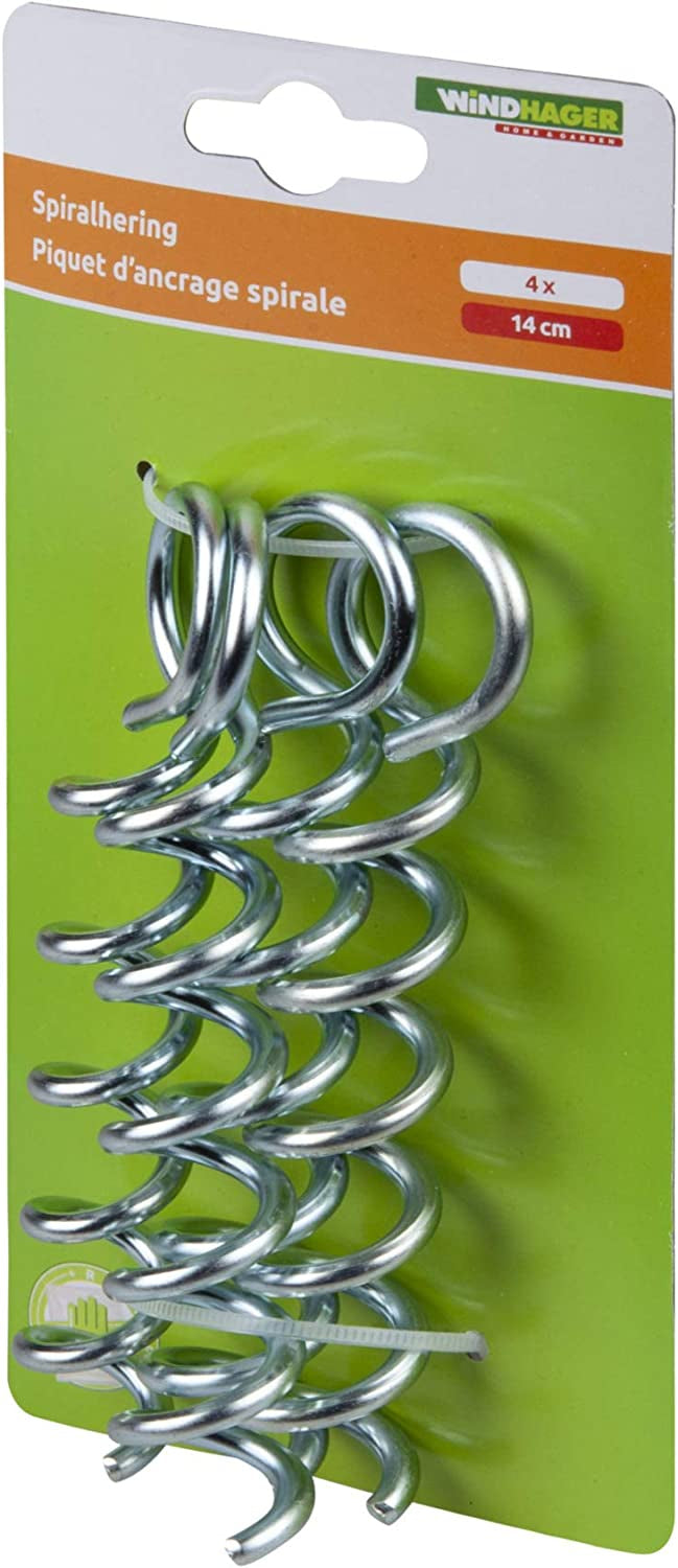 Windhager Spiral-Erd-Hering – Ø 40 × 150 mm, Stahl verzinkt, Silber, 4 Stk.
