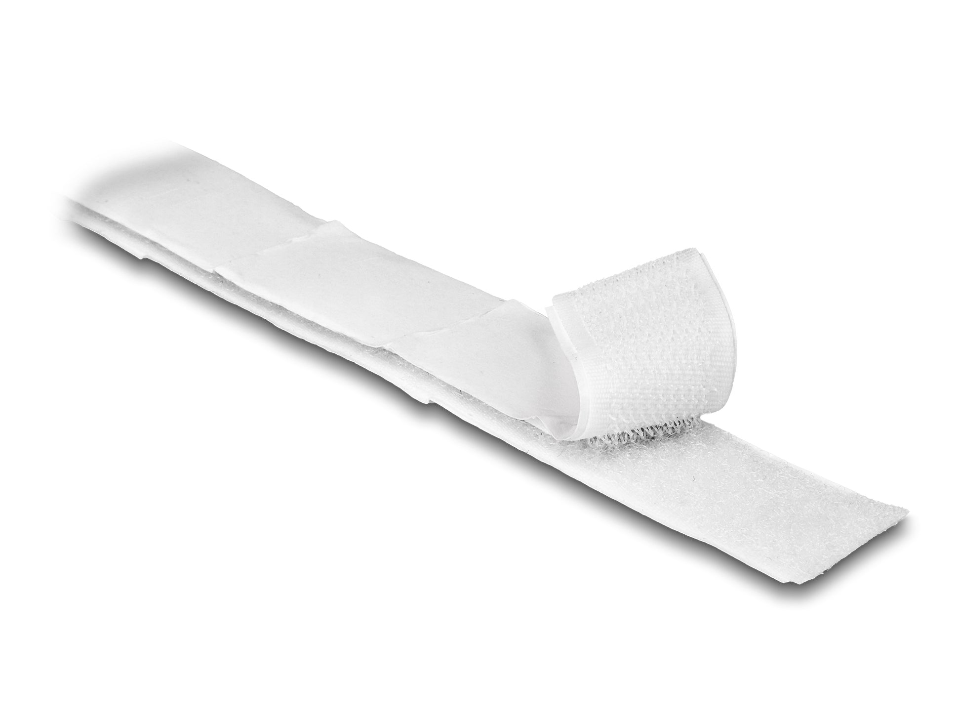 DeLOCK Klettband – 20 mm × 5 m, weiss, selbstklebend, 1 Stk.