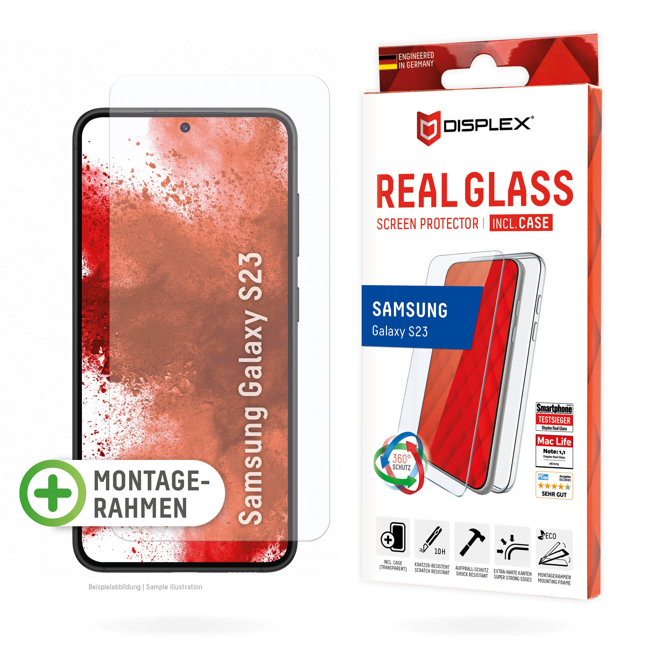 Displex Displayschutz (Panzerglas), 10H – für Galaxy S22/S23 – mit Applikator