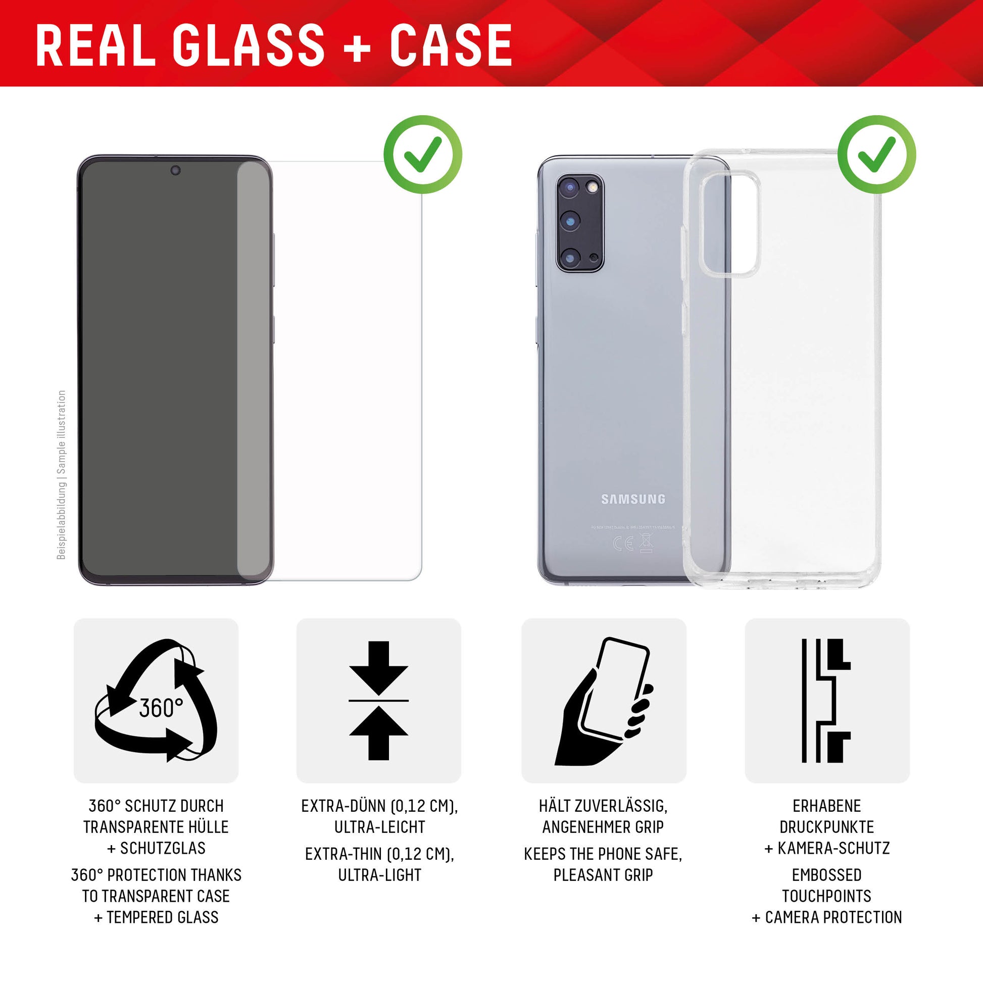 Displex Backcover – für Samsung Galaxy A54 5G, Gehärtetes Glas, Transparent, Panzerglas (10H)