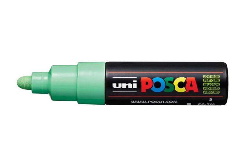 Uni-Ball POSCA Kreativ-/Pigmentmarker – Rundspitze 4,5–5,5 mm, Hellgrün, Feucht Abwischbar – Für Viele Oberflächen
