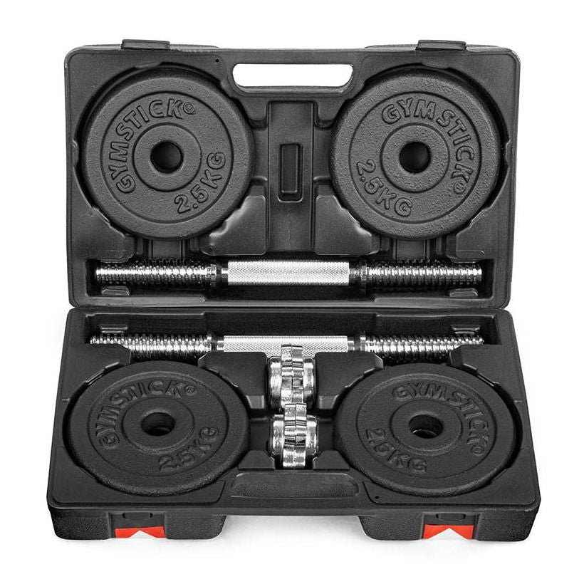 Gymstick 61070-20 Verstellbare Kurzhantel – 20 kg, 2-teilig, Eisenguss