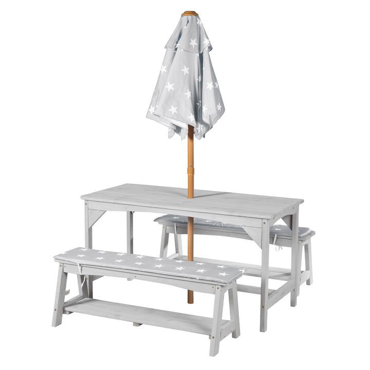 Roba Bistro-Set – Grau – Holz, Baumwolle, Polyester – Tisch 106,5 × 48 × 58 cm – für draussen