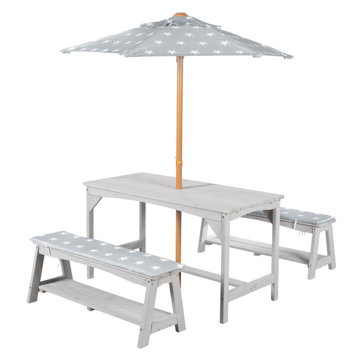 Roba Bistro-Set – Grau – Holz, Baumwolle, Polyester – Tisch 106,5 × 48 × 58 cm – für draussen