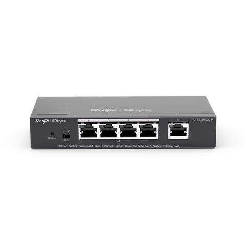 Ruijie Networks RG-ES205GC-P – Managed Switch – 5×GbE, L2, PoE+ 54 W