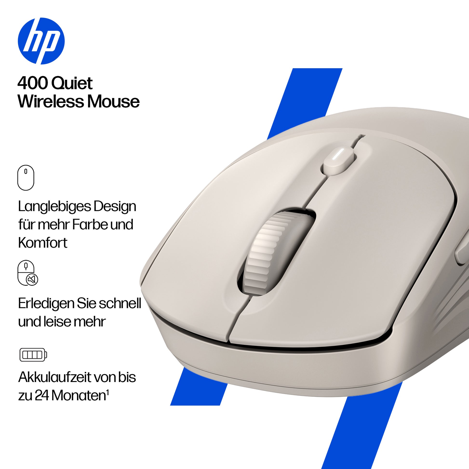 HP 400 – Maus – Kabellos (Bluetooth/2,4 GHz), 6000 DPI, Beige