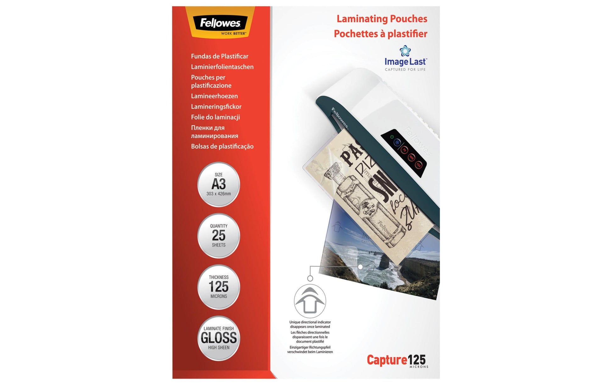 Fellowes Laminierfolien A3 – 125 µm, glänzend, 25 Stück