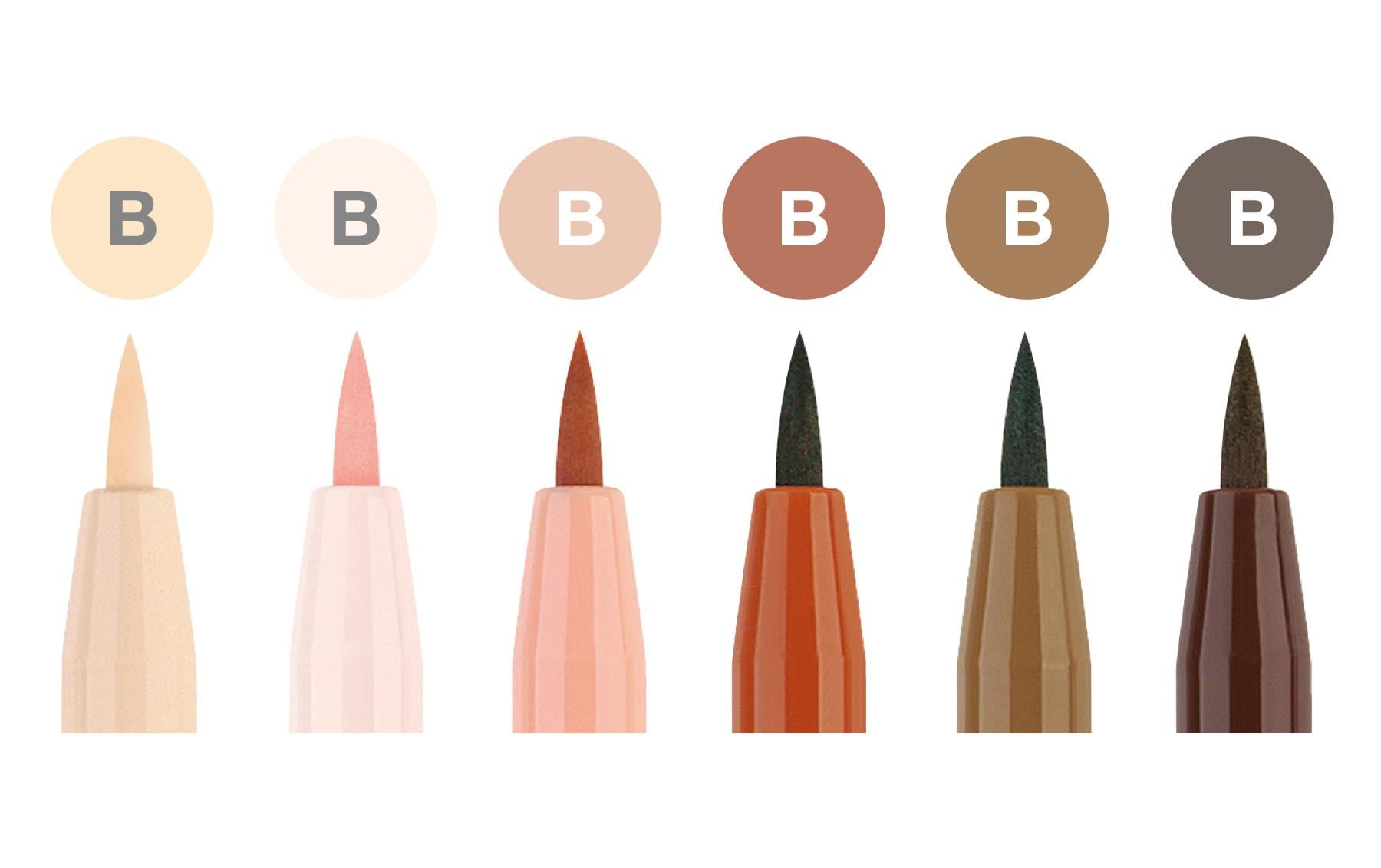 Faber-Castell PITT artist pen Pinselstift – Pinselspitze, 1–5 mm, pigmentiert, wasserfest, 6 Farben