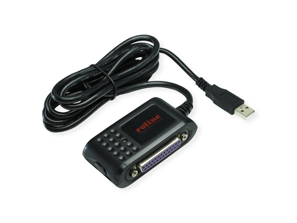 ROLINE USB Seriell/Parallel Adapter USB-A zu RS-232/Parallel (DB9/DB25) – 1,8 m, USB 2.0, für Windows