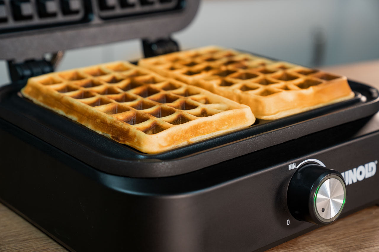Unold Belgisches Waffeleisen Brüssel 48275 – 2 Waffeln, rechteckig, 1500 W, teflonbeschichtet – schwarz