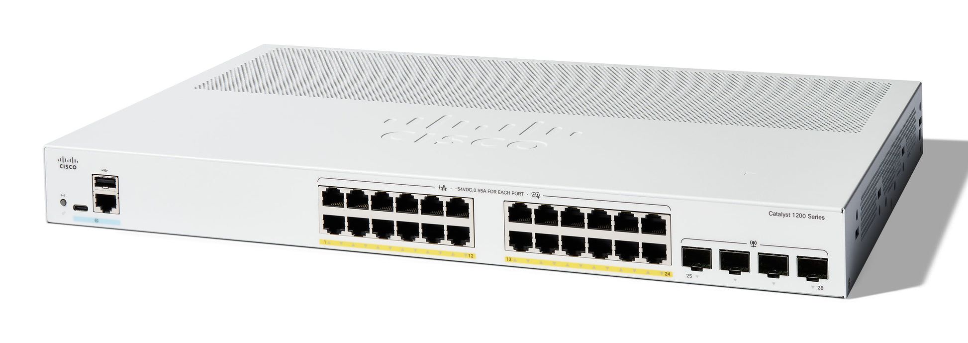 Cisco Catalyst C1200-24P-4G-RF – Managed Switch – 28×GbE, 4×SFP, L2, PoE 195 W, 1U